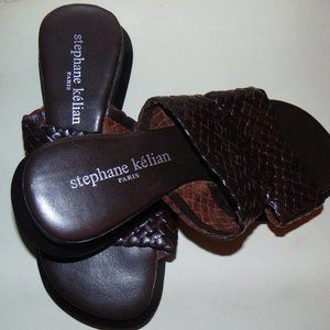 Vintage Stephane Kelian Paris Metallic Chocolate wedge slides Sandals